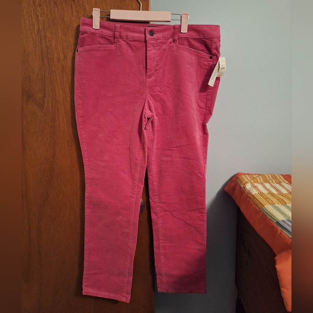 Talbots NWT Women's Fuchsia Ankle Corduory Pants Size 12 Petite